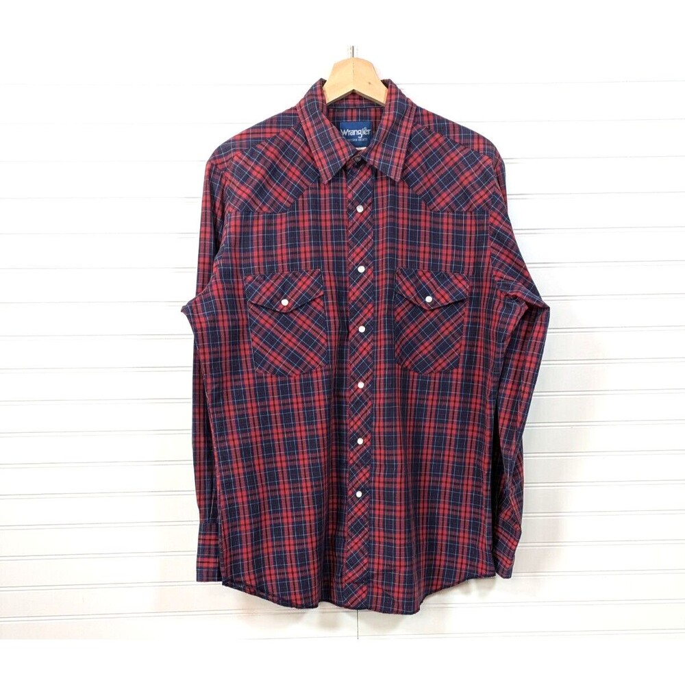 Vintage Wrangler Shirt Mens Med Pearl Snaps Western Yoke Plaid Yellowstone Ranch